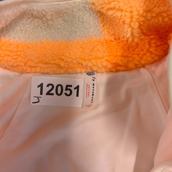 Free People FP Movement Jacket Women XS Electric Orange Hot Gingham Check Sherpa - Picture 8 of 8